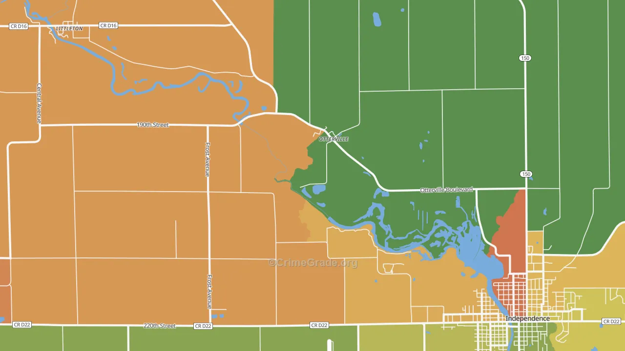 Otterville, IA Map of Vandalism Rates