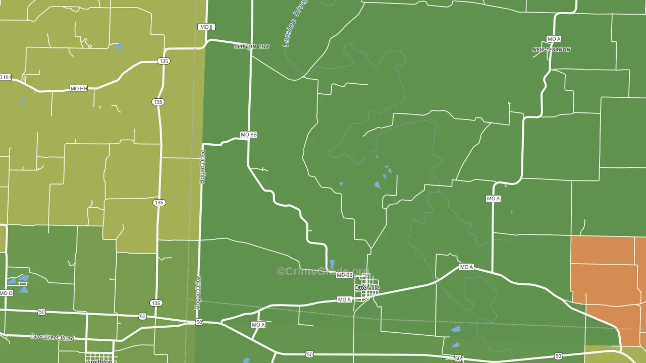 Otterville, MO Map of Vandalism Rates