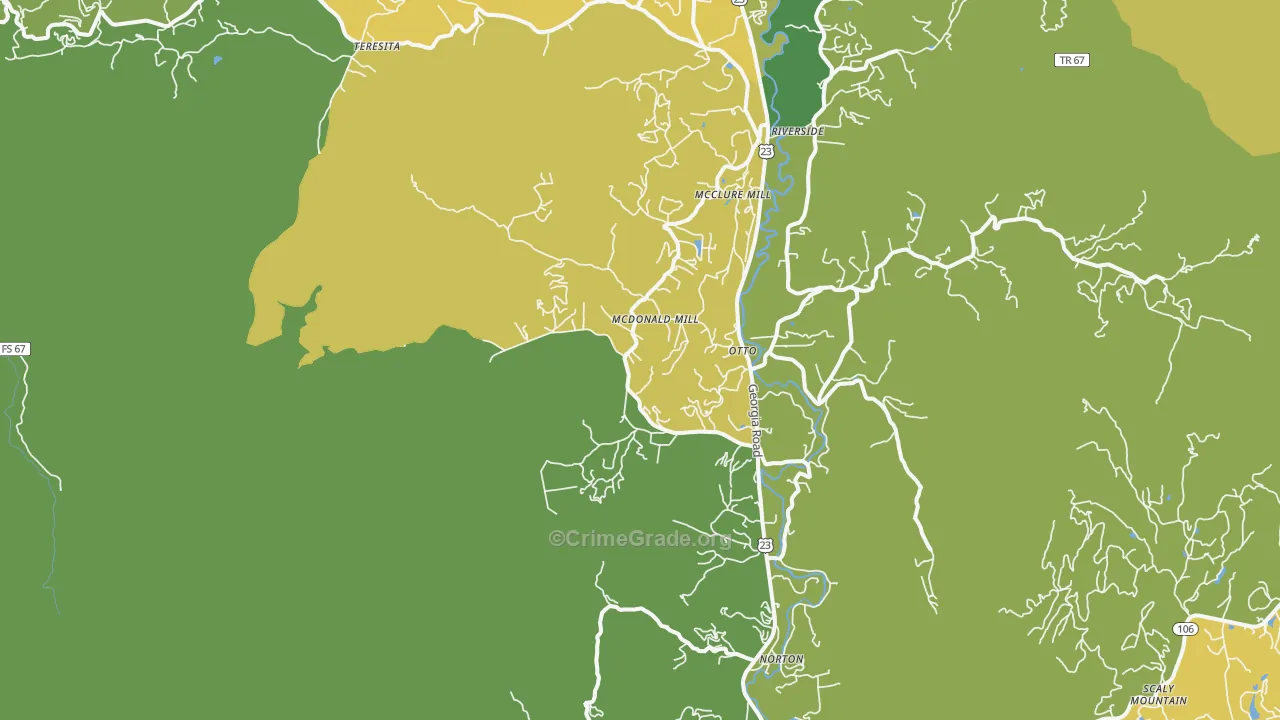 Otto, NC Map of Vandalism Rates