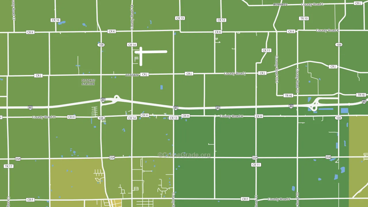 Ottokee, OH Map of Vandalism Rates