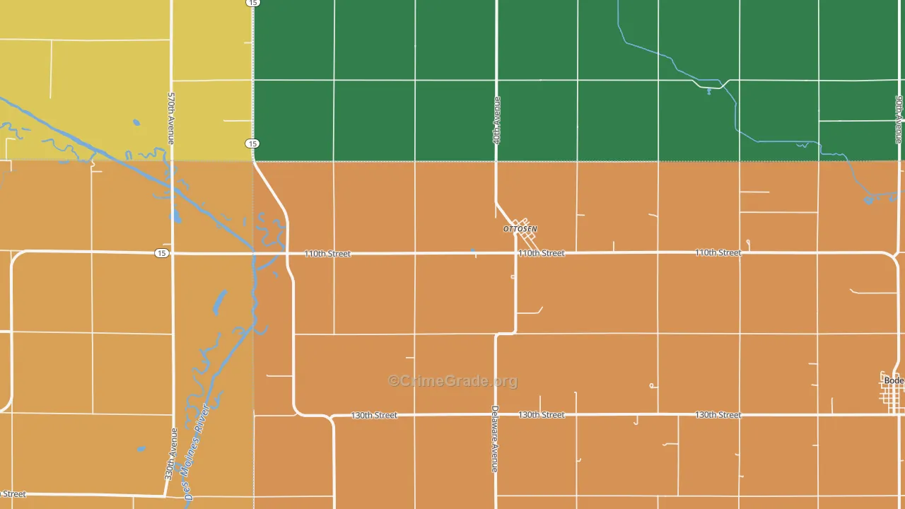 Ottosen, IA Map of Vandalism Rates