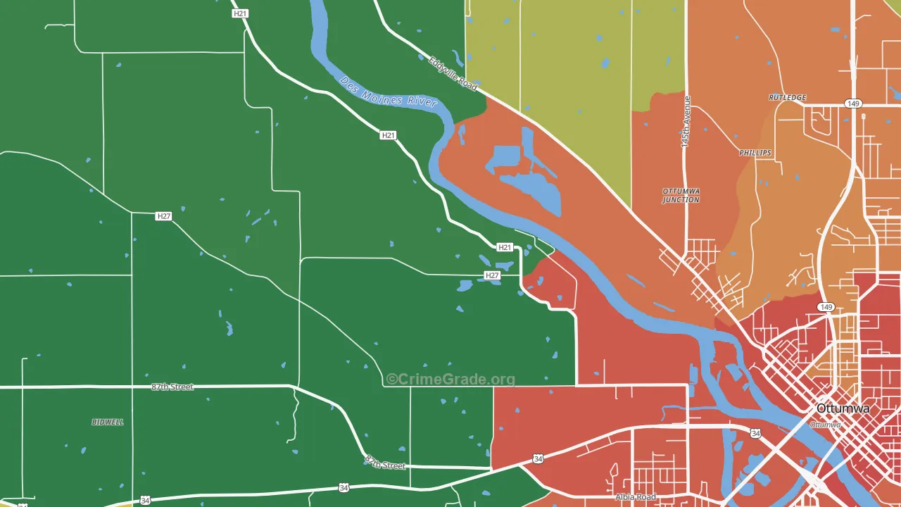 Ottumwa Junction, IA Map of Vandalism Rates