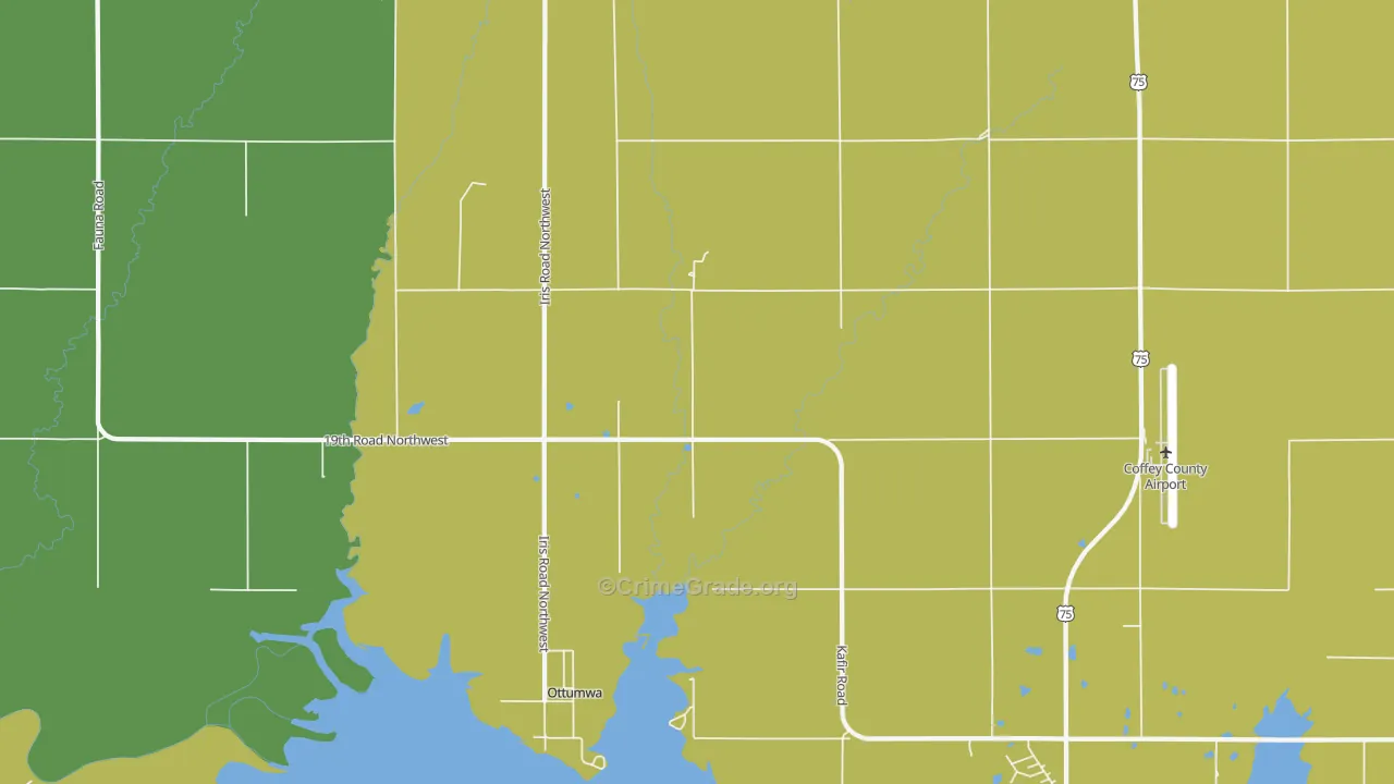 Ottumwa, KS Map of Vandalism Rates