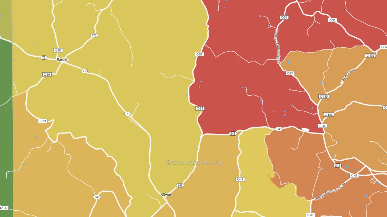 Otway, OH Map of Vandalism Rates