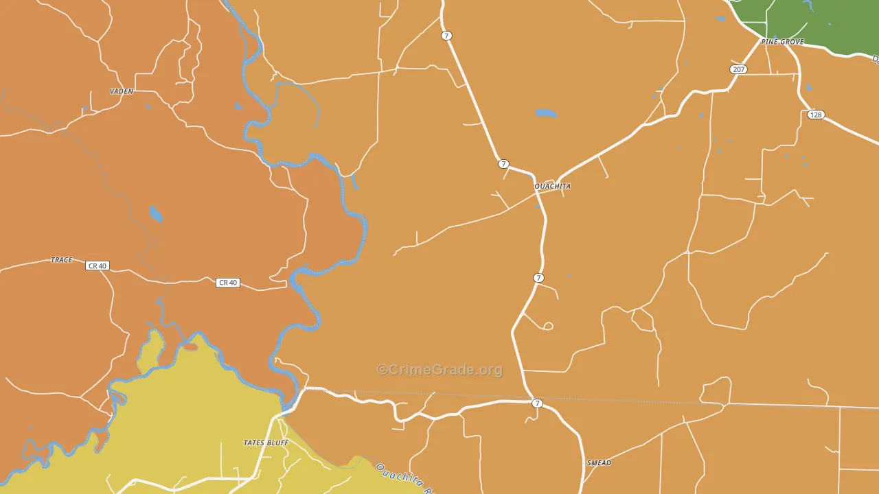 Ouachita, AR Map of Vandalism Rates