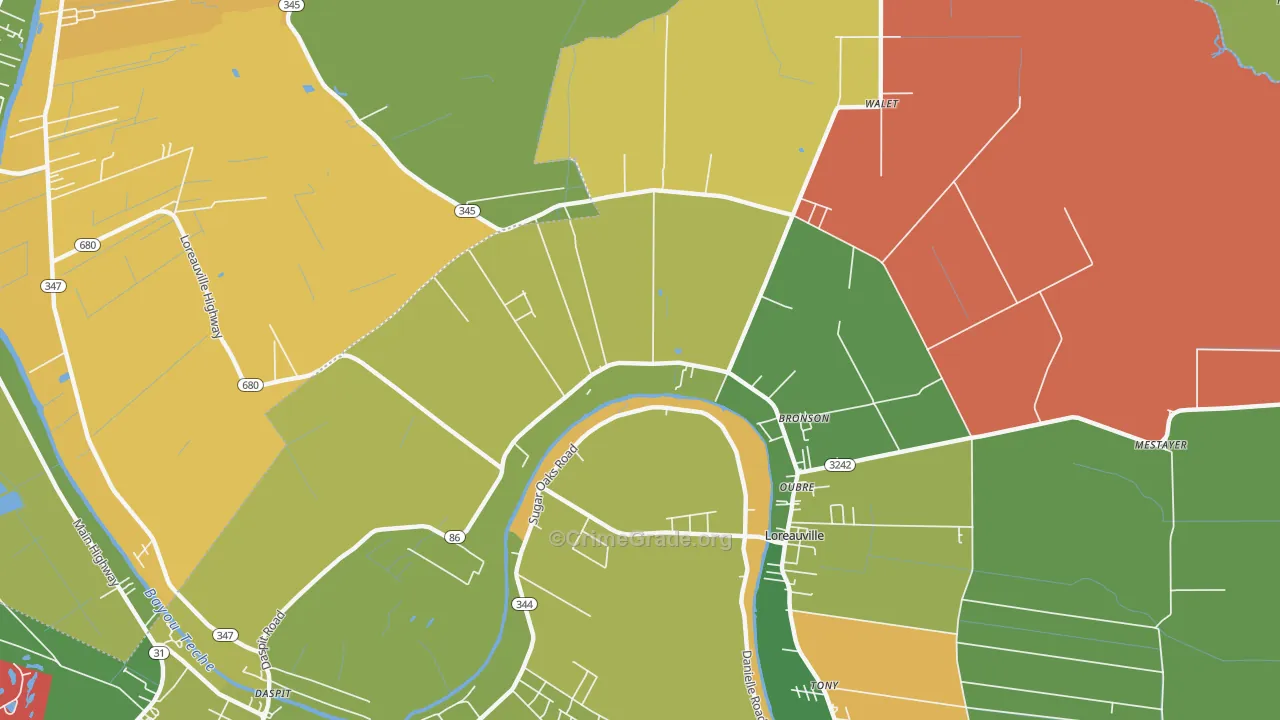 Oubre, LA Map of Vandalism Rates