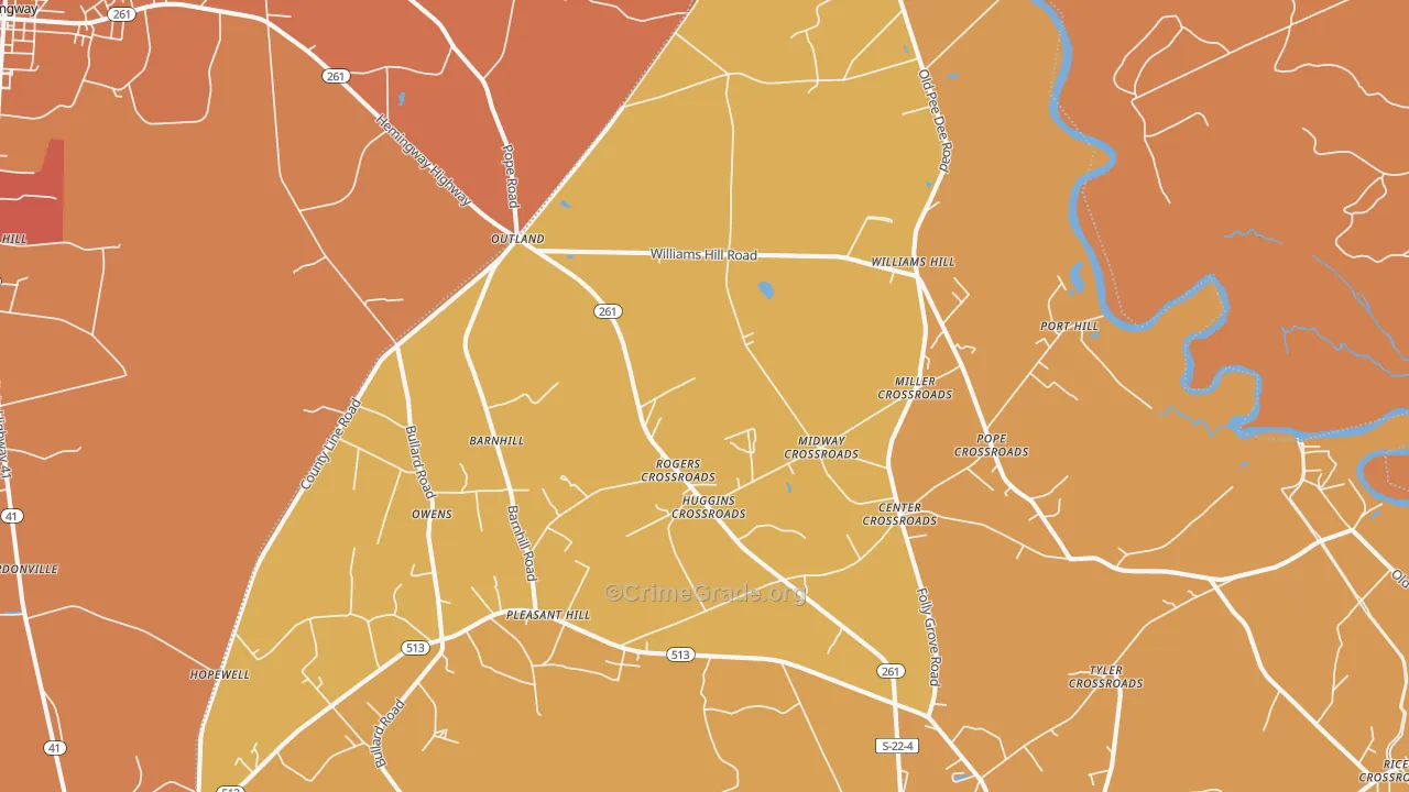 Outland, SC Map of Vandalism Rates