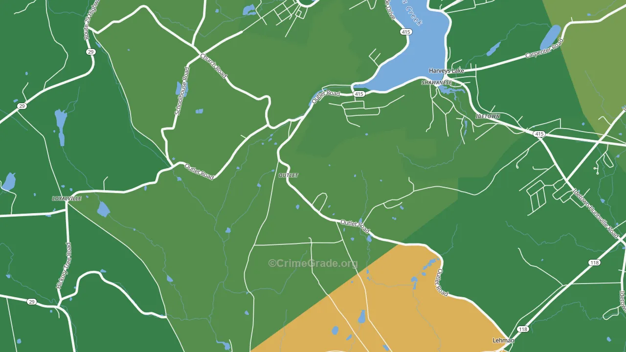 Outlet, PA Map of Vandalism Rates