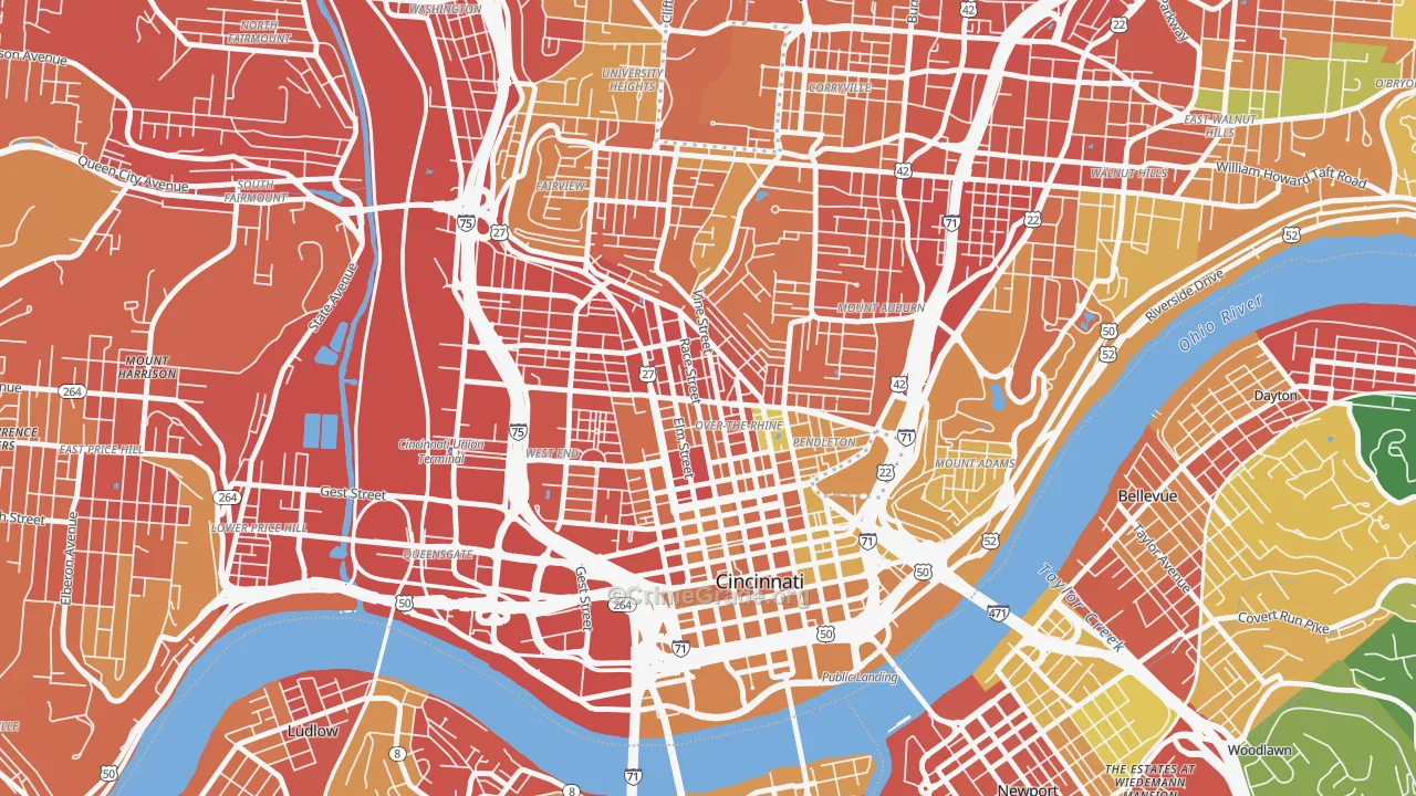 Over-the-Rhine, Cincinnati, OH Map of Vandalism Rates