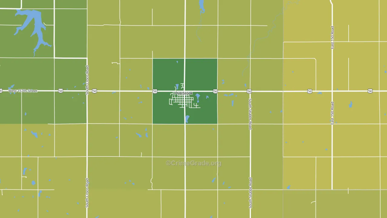 Overbrook, KS Map of Vandalism Rates