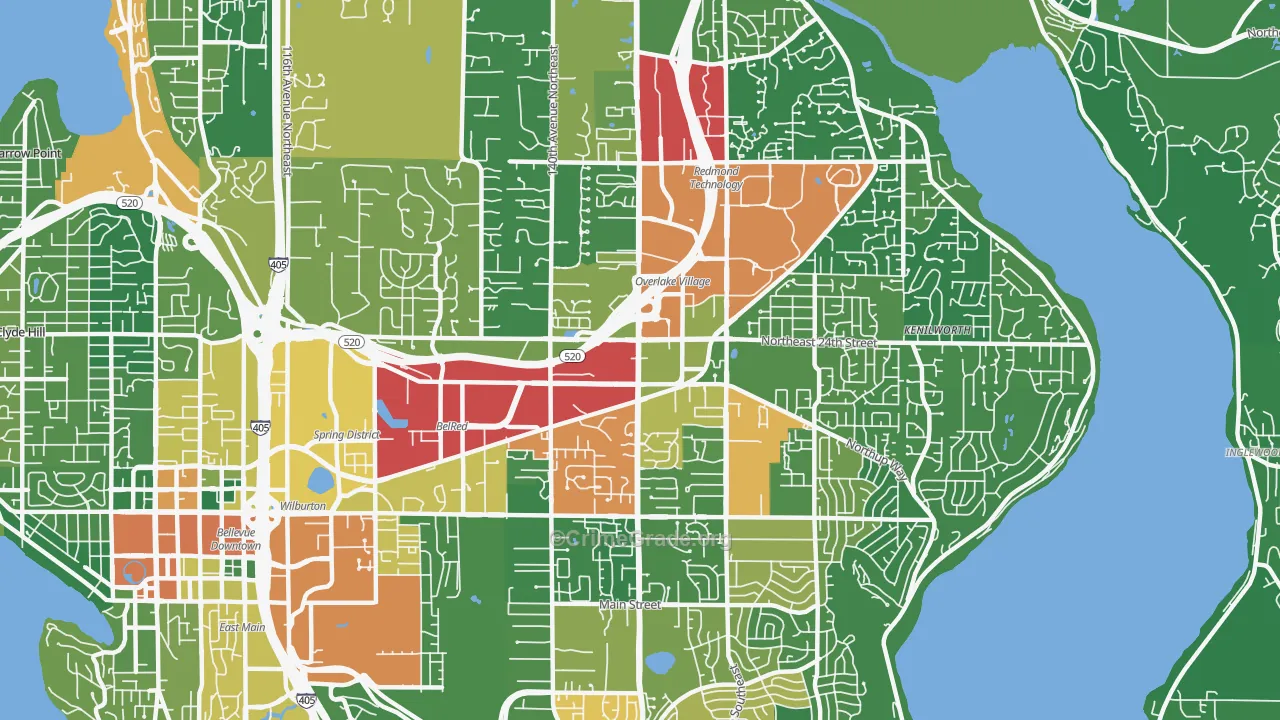 Overlake, Bellevue, WA Map of Vandalism Rates