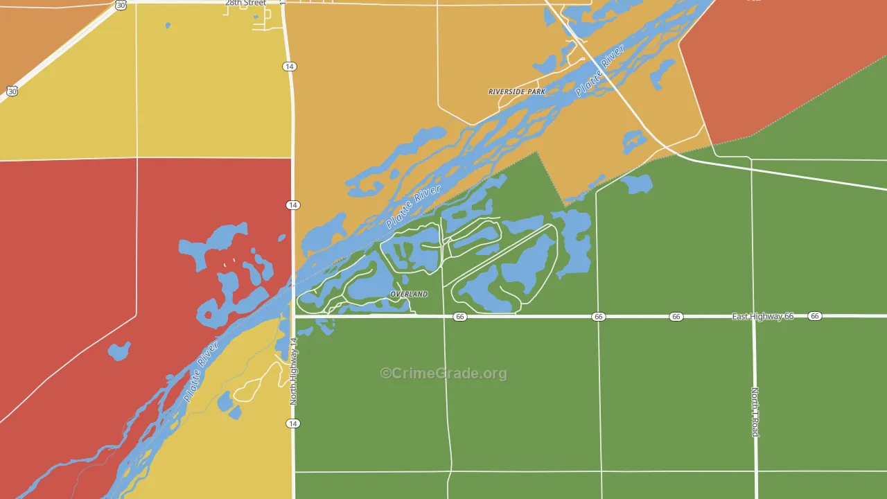 Overland, NE Map of Vandalism Rates