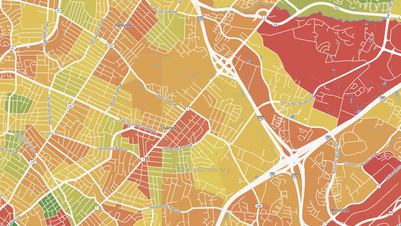 Overlea, MD Map of Vandalism Rates