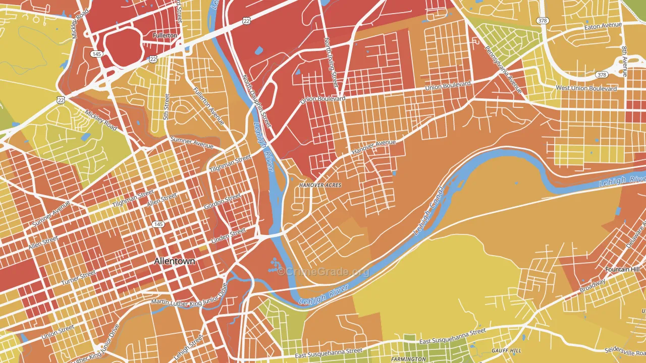 Overlook Park, Allentown, PA Map of Vandalism Rates
