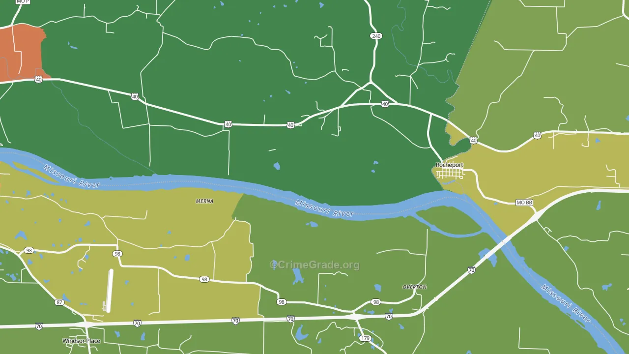 Overton, MO Map of Vandalism Rates