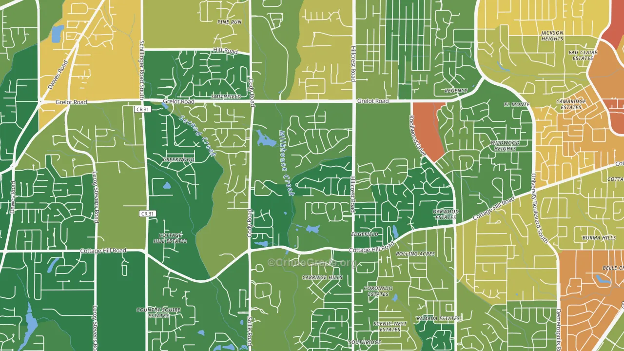 Overton, Mobile, AL Map of Vandalism Rates
