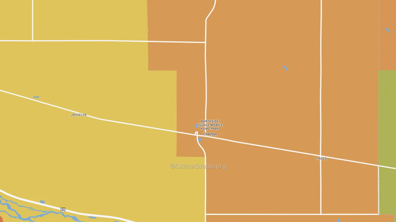 Overton, NE Map of Vandalism Rates