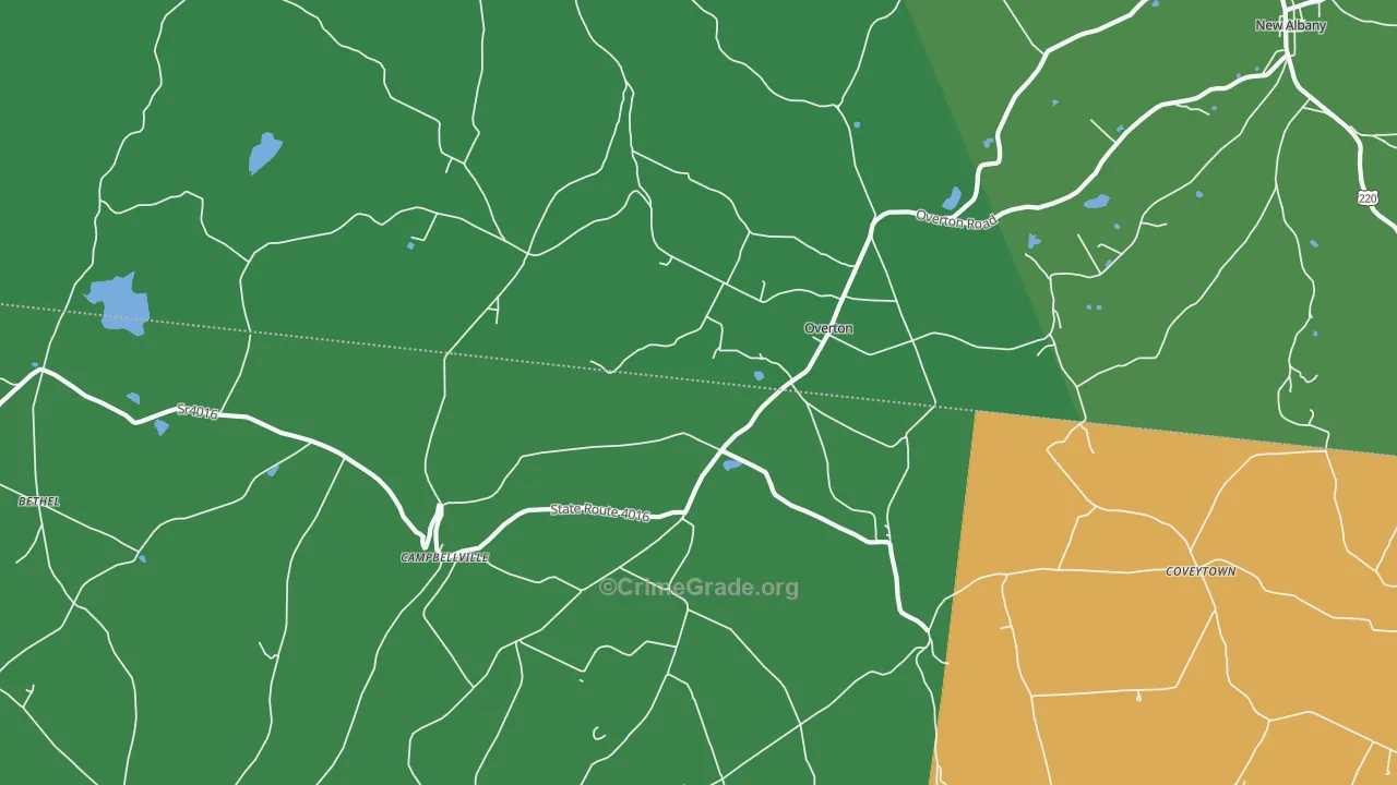 Overton, PA Map of Vandalism Rates