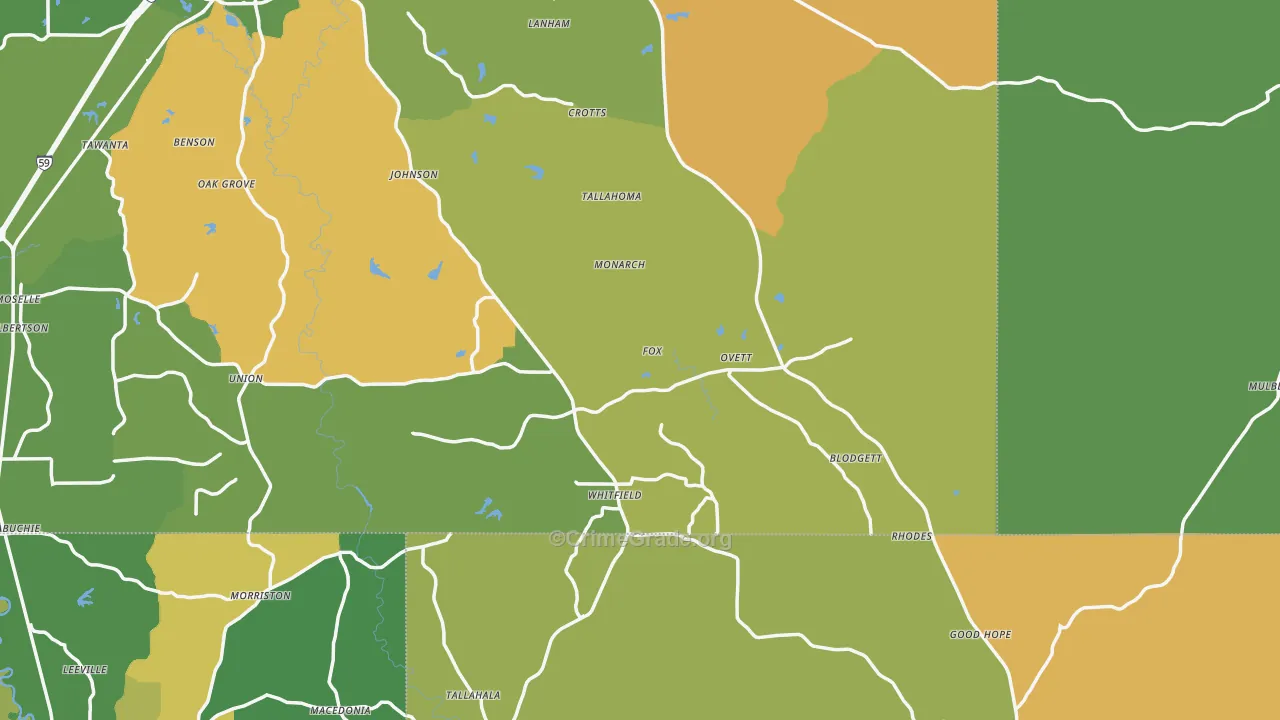 Ovett, MS Map of Vandalism Rates