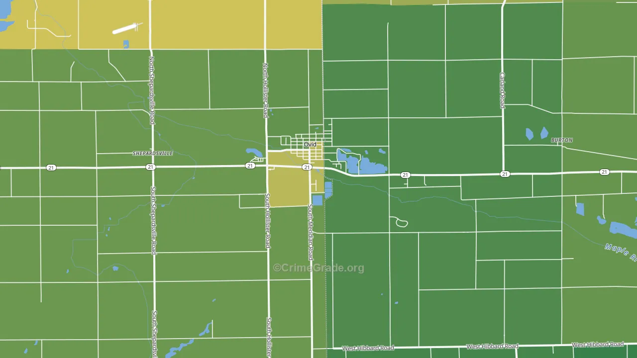 Ovid, MI Map of Vandalism Rates