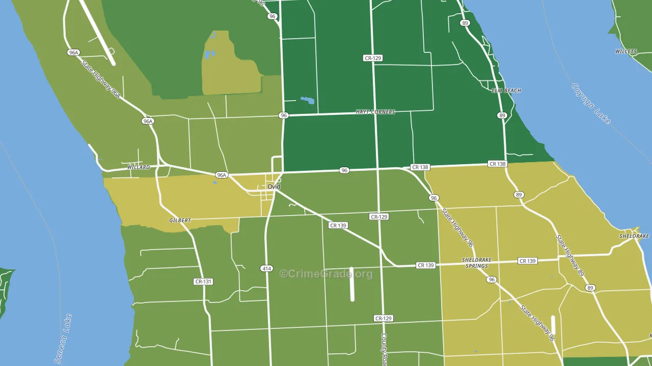 Ovid, NY Map of Vandalism Rates