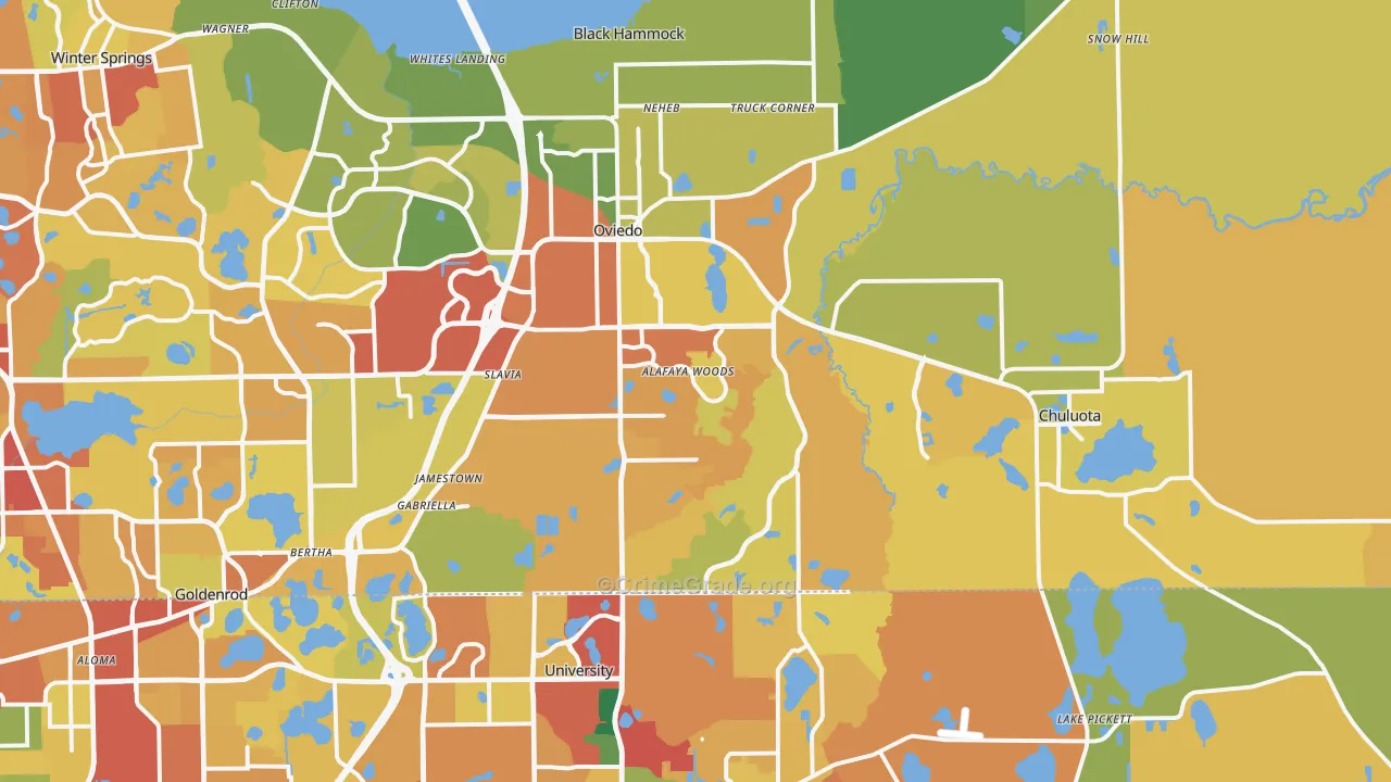 Oviedo, FL Map of Vandalism Rates