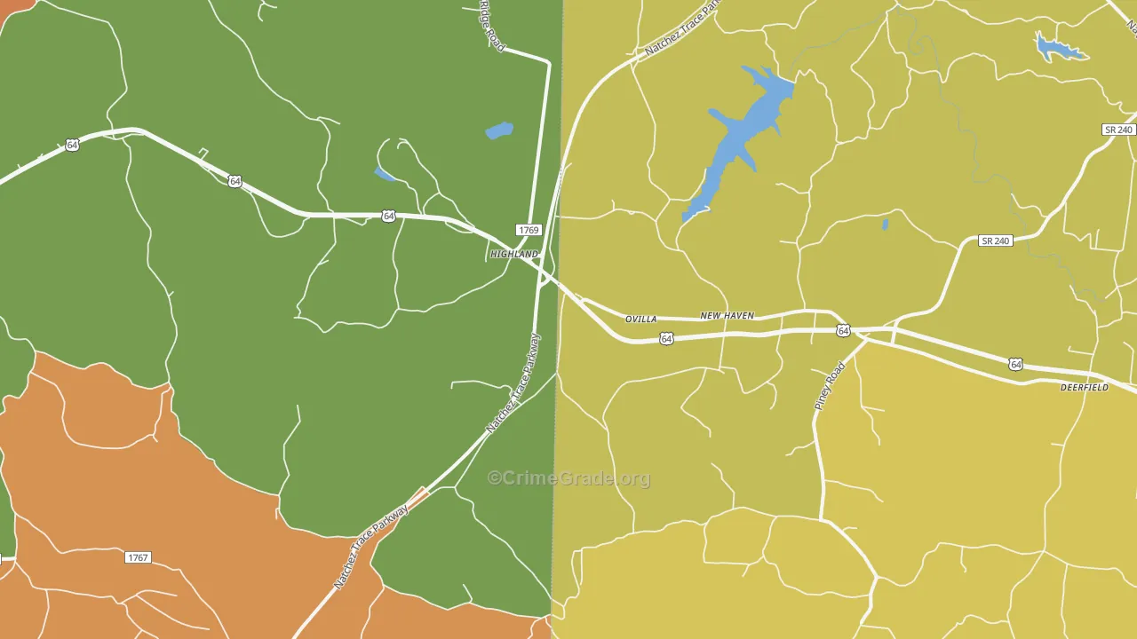 Ovilla, TN Map of Vandalism Rates