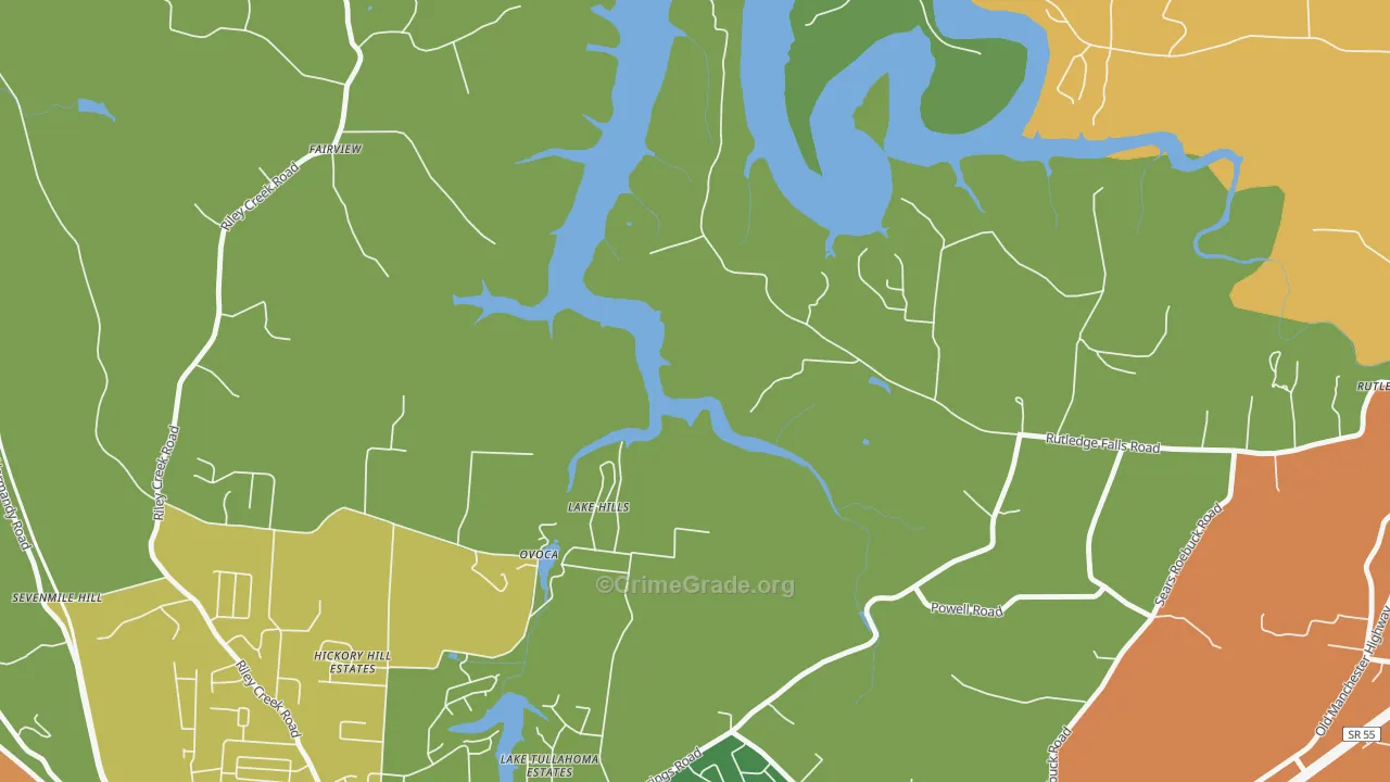 Ovoca, TN Map of Vandalism Rates