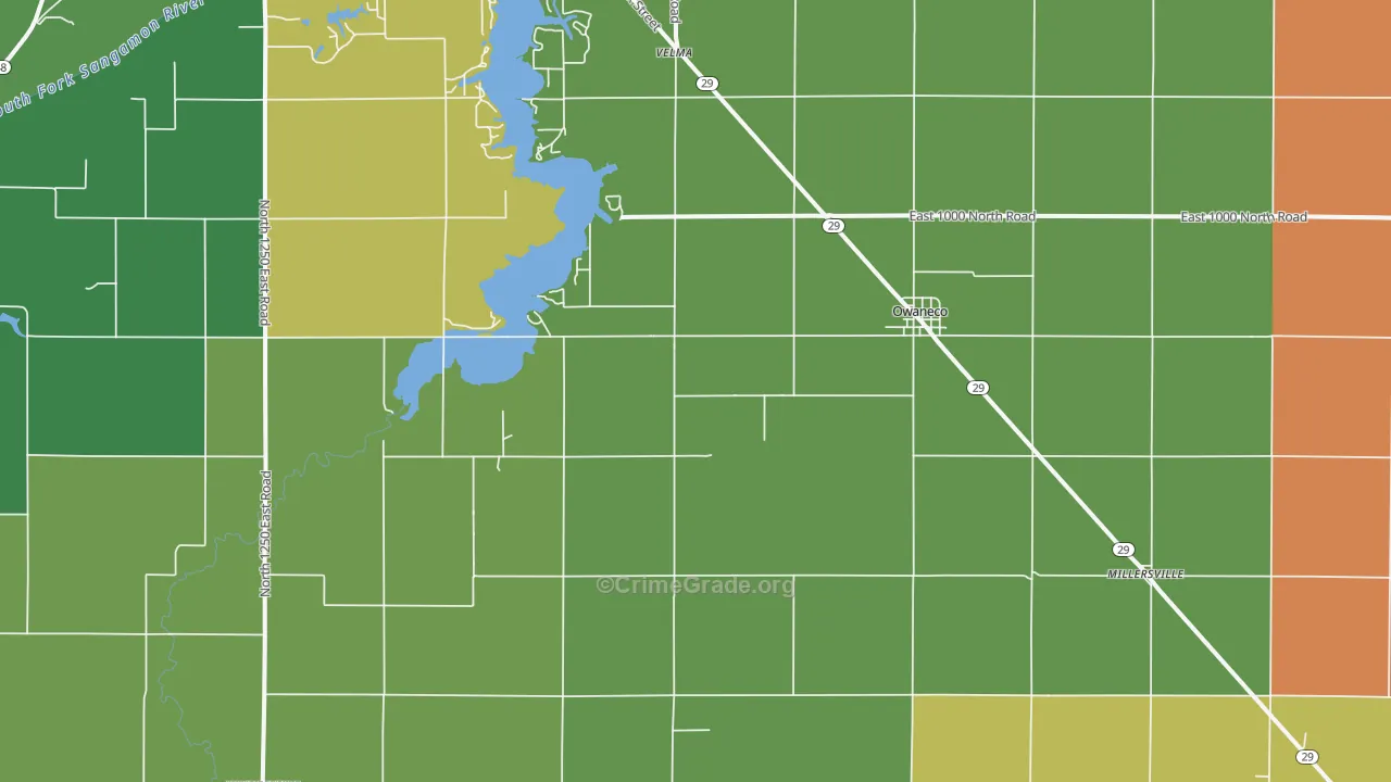 Owaneco, IL Map of Vandalism Rates