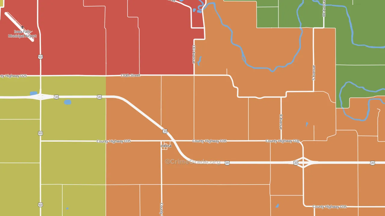 Owasa, IA Map of Vandalism Rates