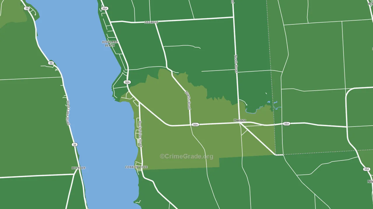 Owasco, NY Map of Vandalism Rates