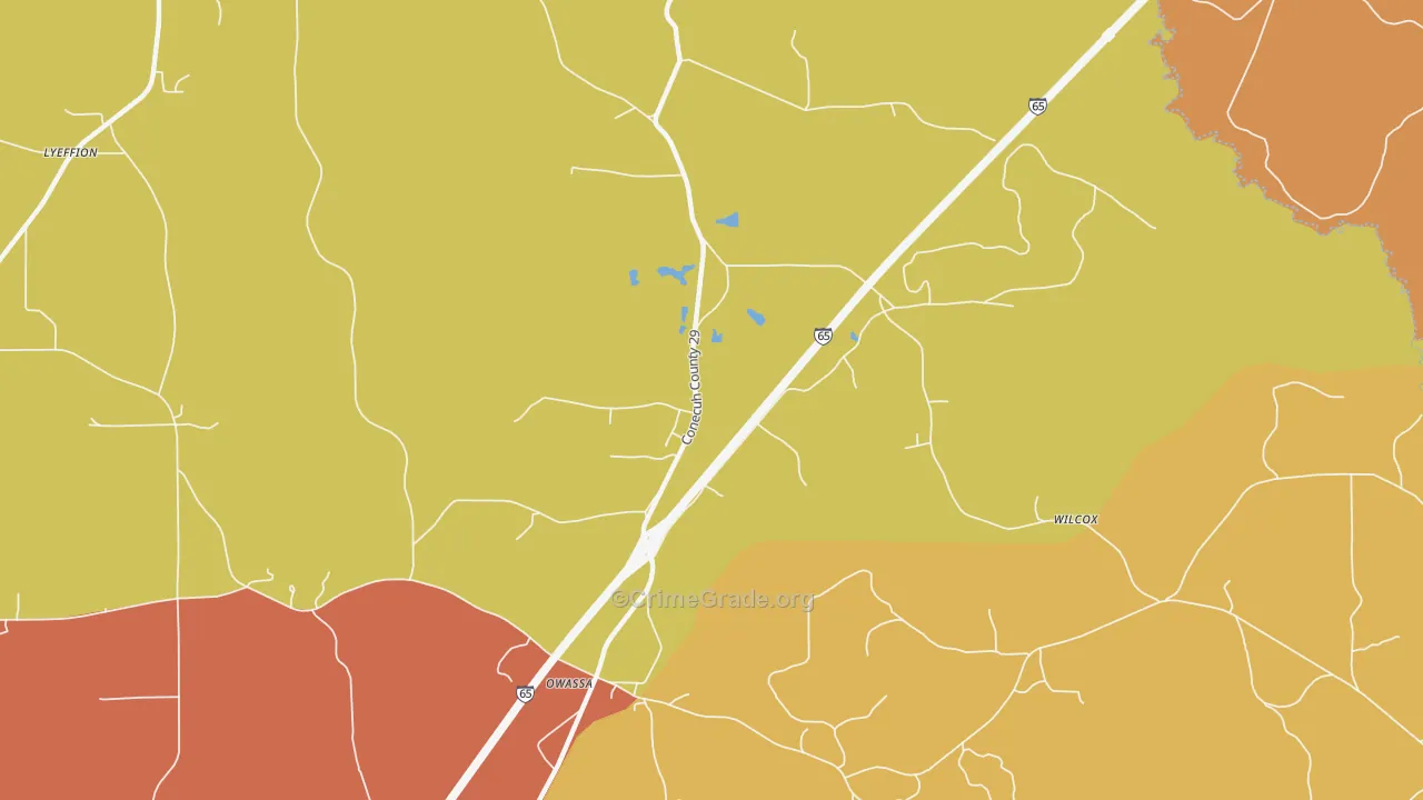 Owassa, AL Map of Vandalism Rates