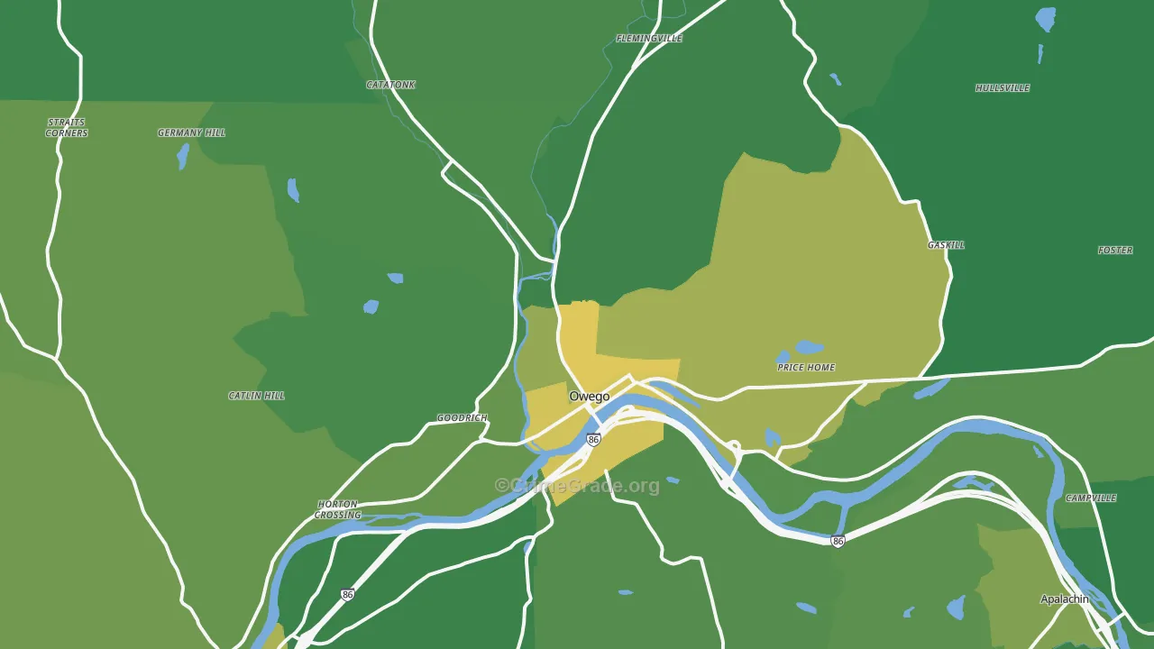 Owego, NY Map of Vandalism Rates