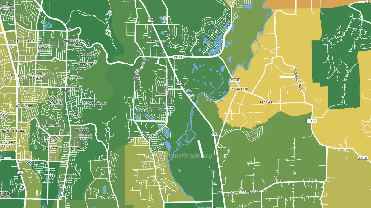 Owens Cross Roads, AL Map of Vandalism Rates