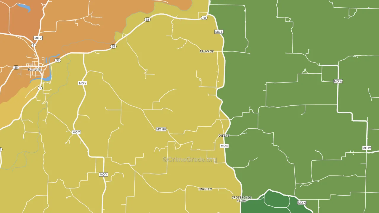 Owens, MO Map of Vandalism Rates