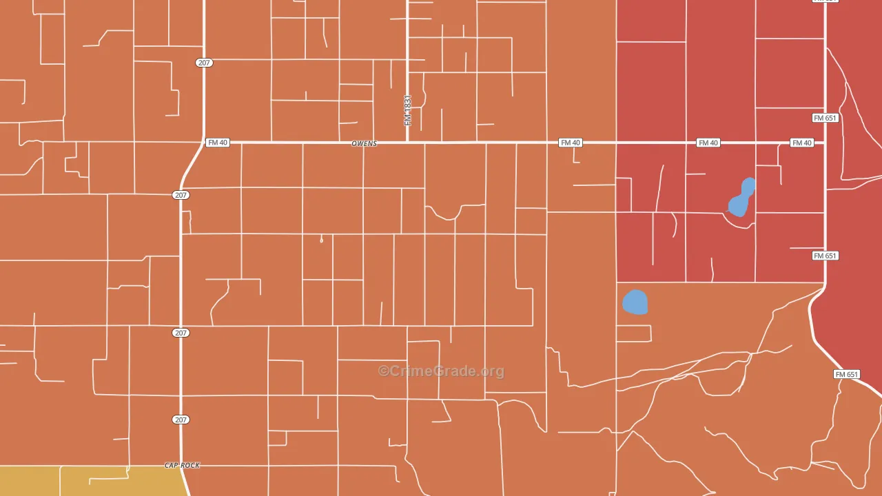 Owens, TX Map of Vandalism Rates