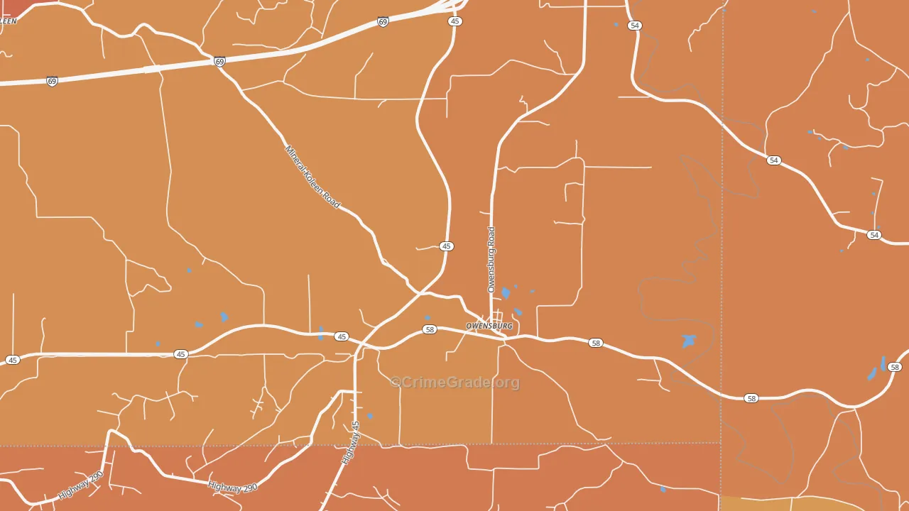 Owensburg, IN Map of Vandalism Rates