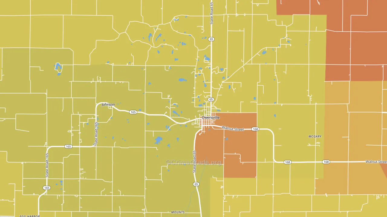 Owensville, IN Map of Vandalism Rates