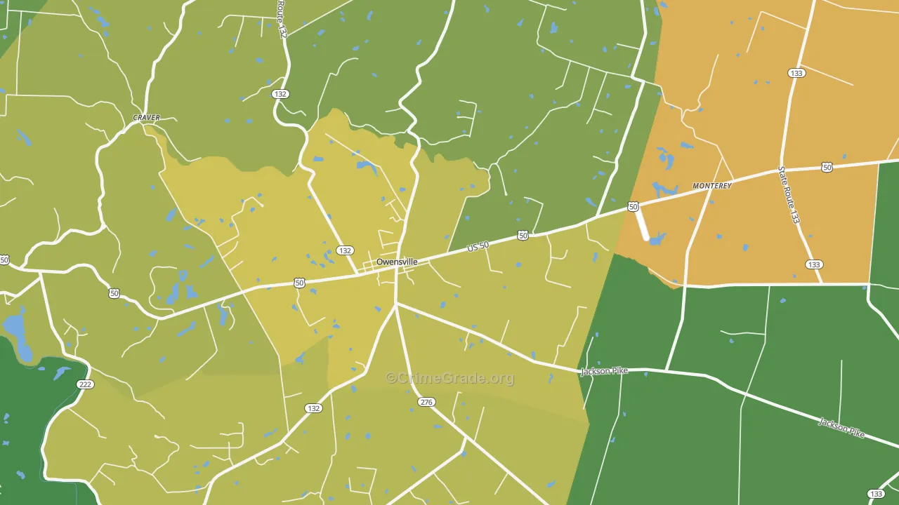 Owensville, OH Map of Vandalism Rates