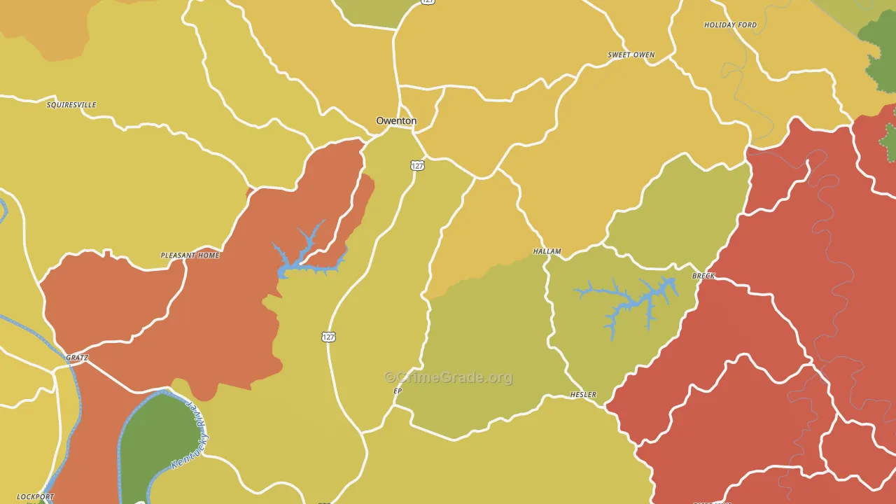 Owenton, KY Map of Vandalism Rates