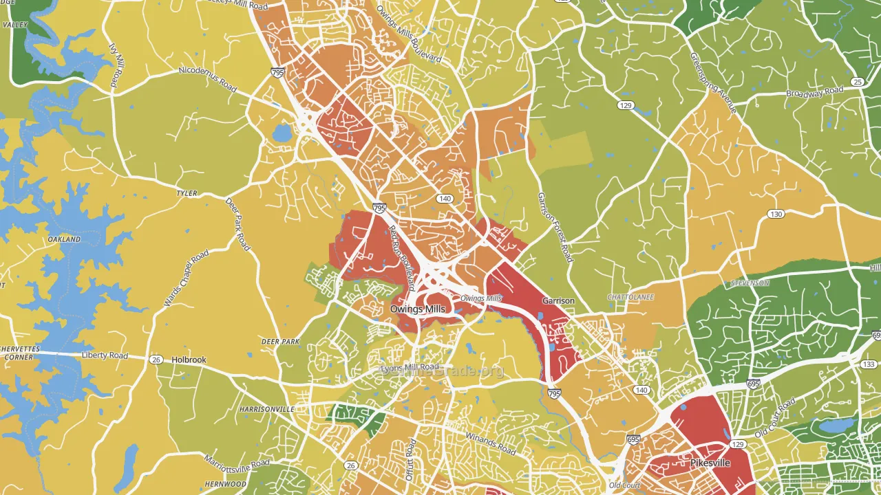 Owings Mills, MD Map of Vandalism Rates
