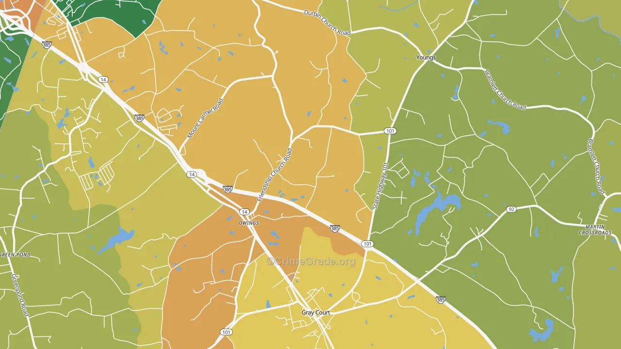 Owings, SC Map of Vandalism Rates