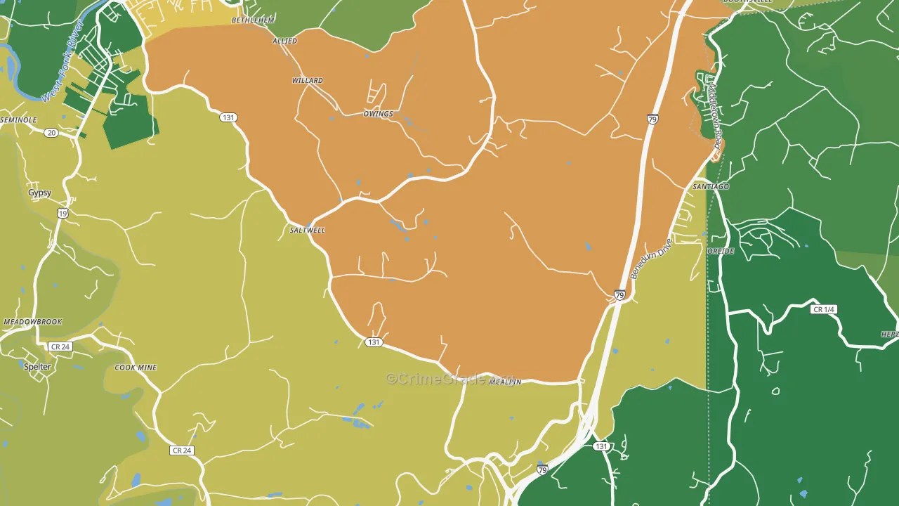 Owings, WV Map of Vandalism Rates