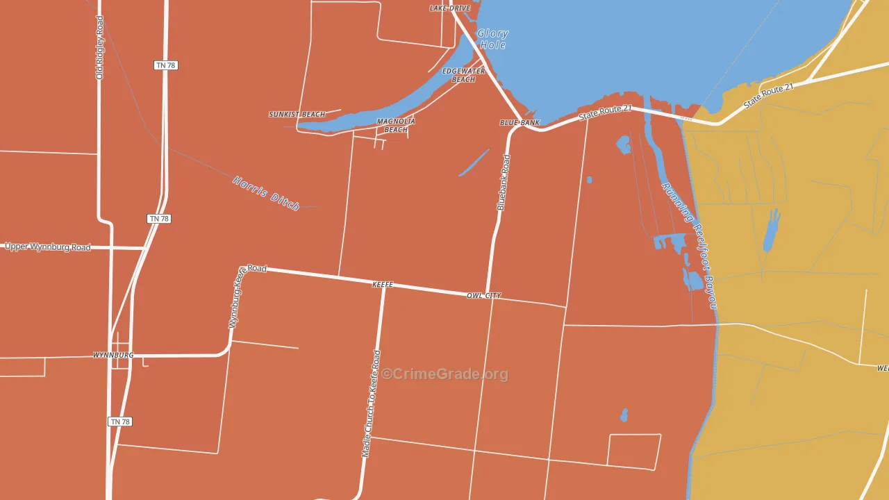 Owl City, TN Map of Vandalism Rates