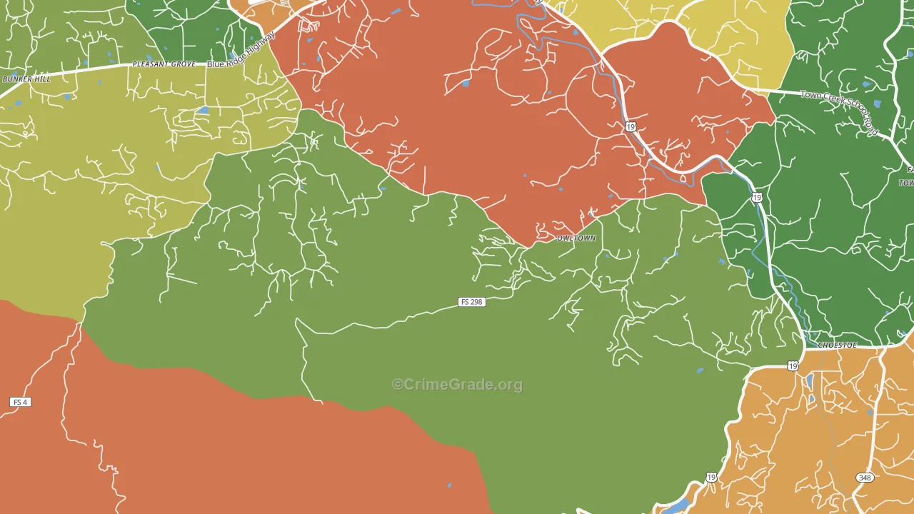 Owltown, GA Map of Vandalism Rates