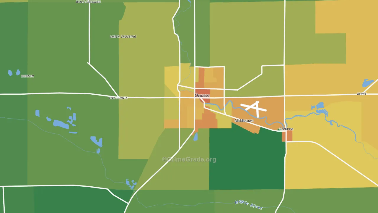 Owosso, MI Map of Vandalism Rates
