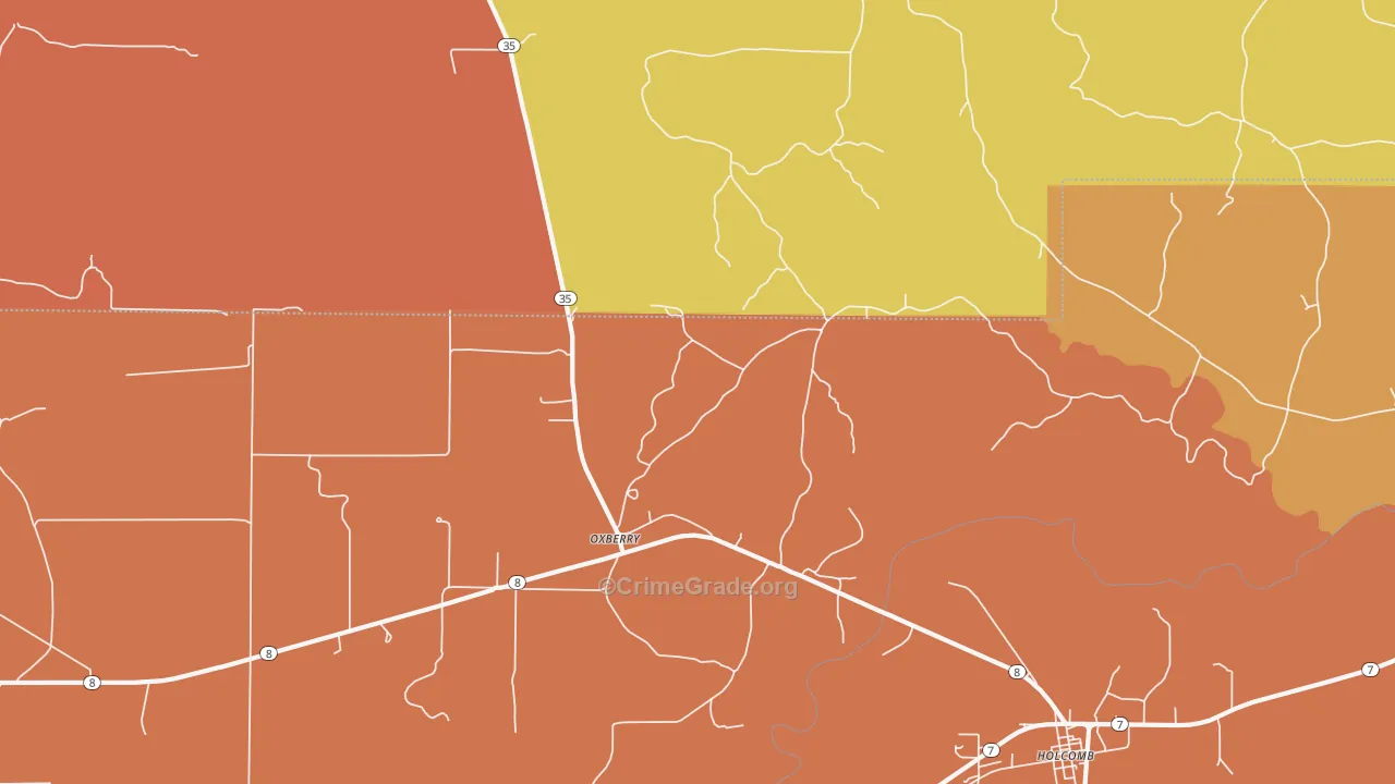 Oxberry, MS Map of Vandalism Rates
