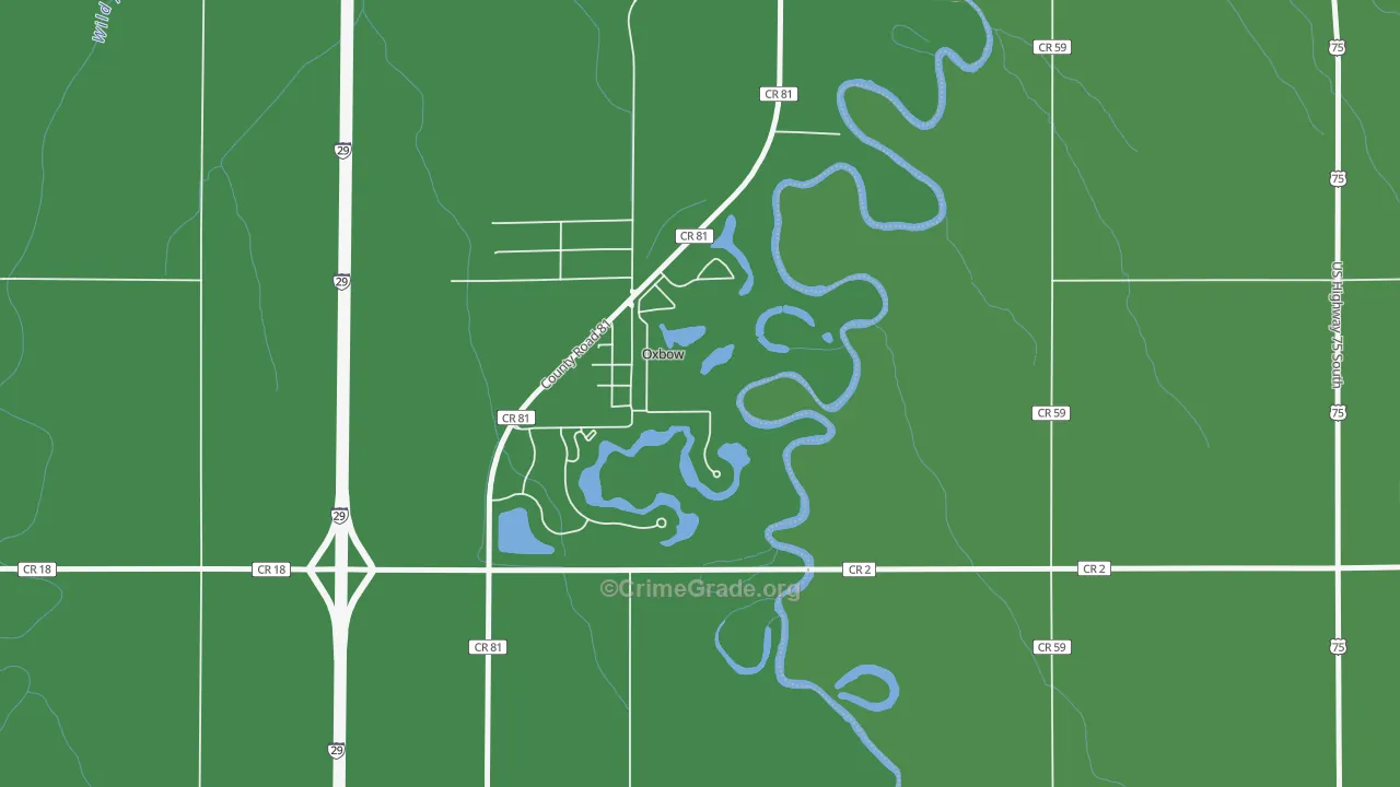 Oxbow, ND Map of Vandalism Rates