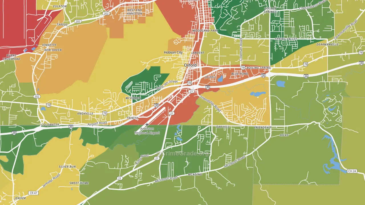 Oxford, AL Map of Vandalism Rates