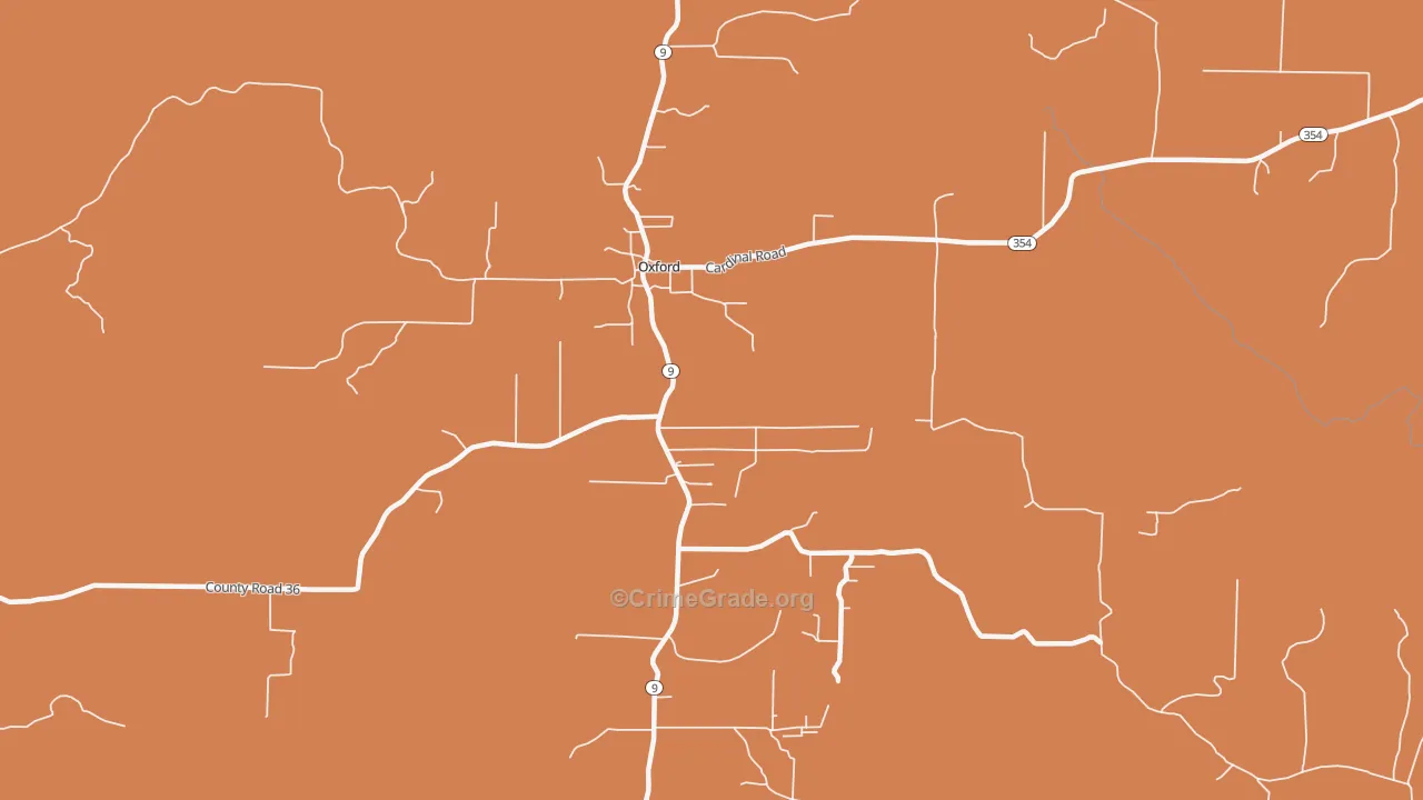 Oxford, AR Map of Vandalism Rates